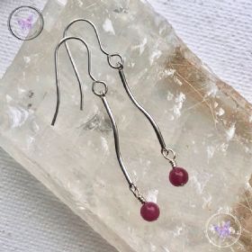 Pink Tourmaline Long Silver Earrings